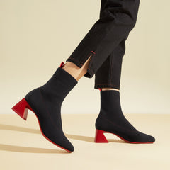 Square-Toe Water-Repellent Block Heeled Boots (Regina Pro)