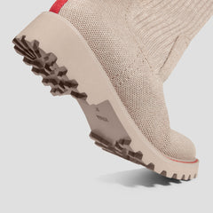 Round-Toe Lug Sole Wool Ankle Boots (Flora)