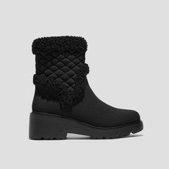 Fluffy Round-Toe Platform Chunky Wedge Boots (Emilia)