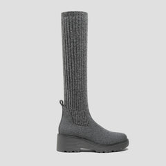 Round-Toe Knee-High Wool Wedge Boots (Eduarda)