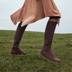 Round-Toe Stretchy Wool Knee-High Boots (Filipa)