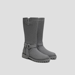 Round-Toe Mid-Calf Biker Boots (Faith)