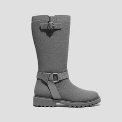 Round-Toe Mid-Calf Biker Boots (Faith)