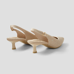 Pointed-Toe Kitten Slingback Heels (Selena)