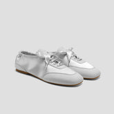 Square-Toe Lace-Up Satin Sneakerina (Cristina)