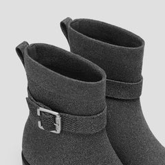 Square-Toe Water-Repellent Heeled Boots (Gisella)
