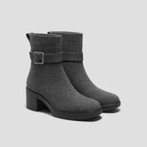 Square-Toe Water-Repellent Heeled Boots (Gisella)