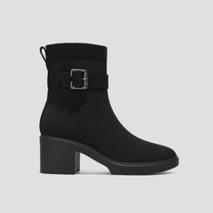 Square-Toe Water-Repellent Heeled Boots (Gisella)