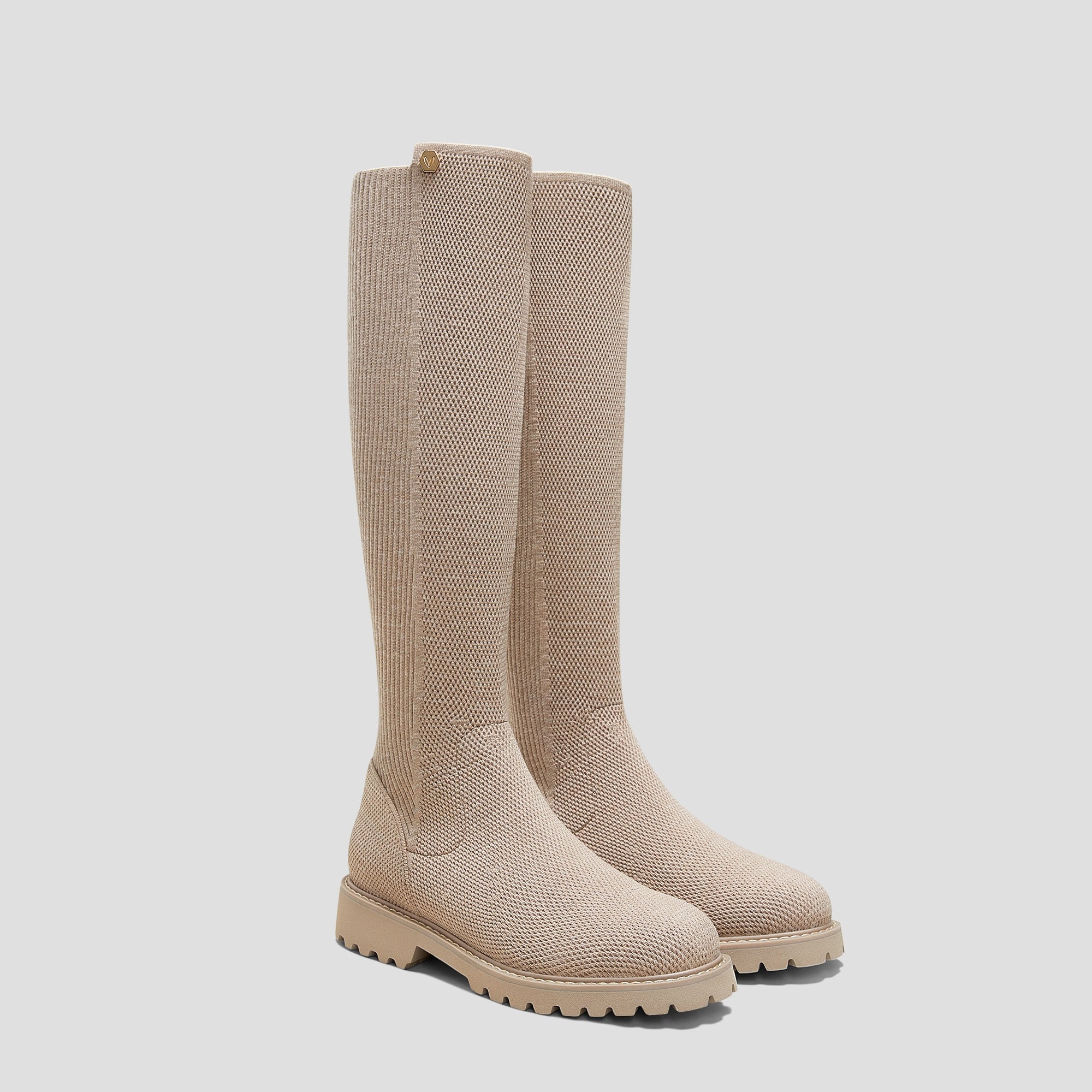 Round-Toe Stretchy Wool Knee-High Boots (Filipa)