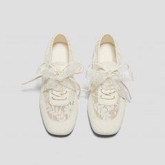 Square-Toe Lace-Up Sneakerinas (Cristina)