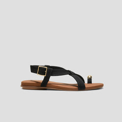 Square-Toe Slingback Toe Ring Sandals (Derorice)