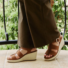 Round-Toe Slingback Wedge Sandals (Skyler)