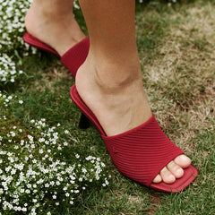 Square-Toe Slide Sandals (Aimee)