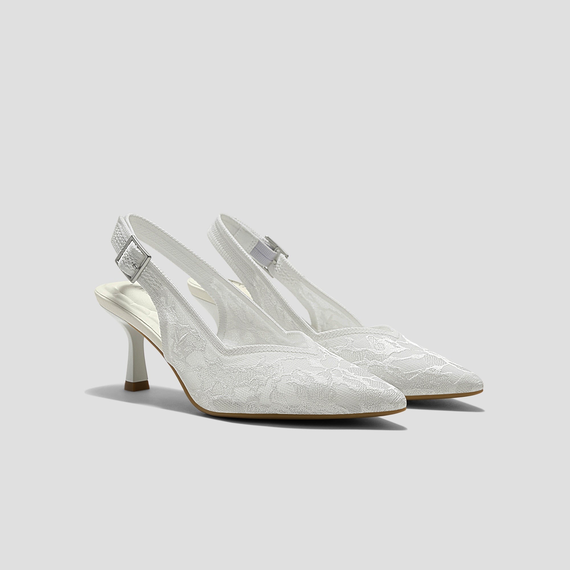 Pointed-Toe Lace Reborn™ Slingback Heels (Addison)