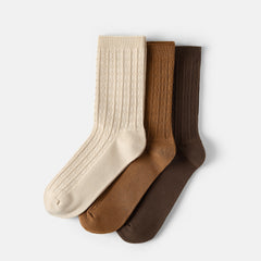 3-Pair Ribbed Texture Crew Socks (Vincie)