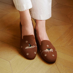 Round-Toe Embroidered Loafers (Audrey)