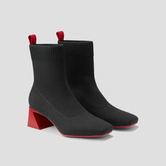 Square-Toe Water-Repellent Block Heeled Boots (Regina Pro)