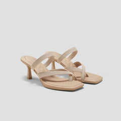 Square-Toe Mid Heel Strappy Sandals (Alina)