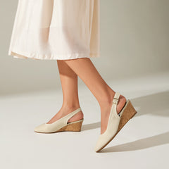 Almond-Toe Slingback Wedge Sandals (Tamia Slingback Wedge Pro)