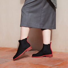 Square-Toe Ankle Chelsea Boots (Clara)