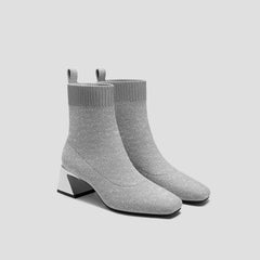 Square-Toe Water-Repellent Block Heeled Boots (Regina Pro)
