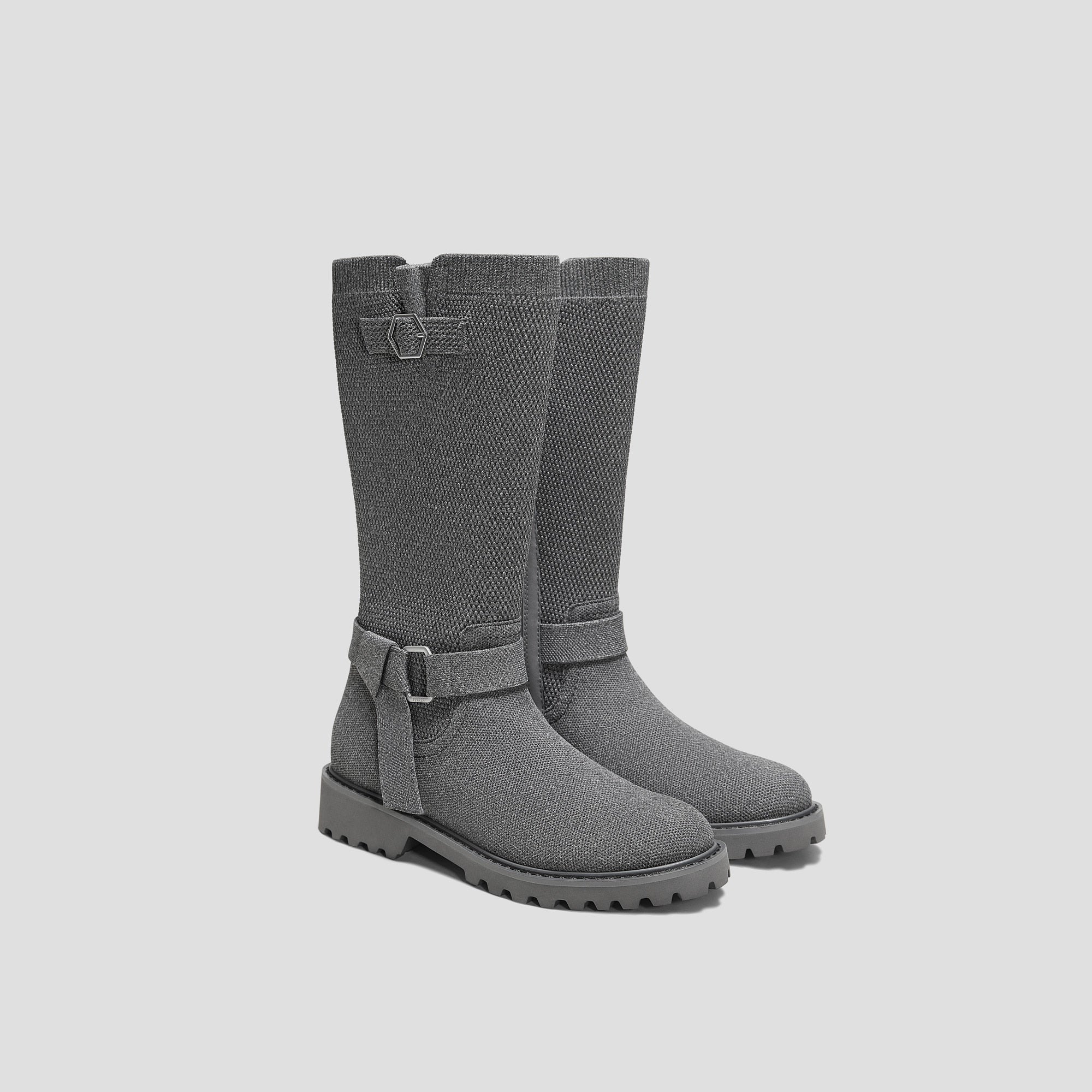 Round-Toe Mid-Calf Biker Boots (Faith)