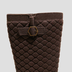 Wool biker boots with round toe and mid-height sole (Faith)