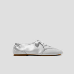 Square-Toe Lace-Up Satin Sneakerina (Cristina)