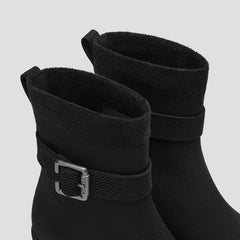 Square-Toe Water-Repellent Heeled Boots (Gisella)