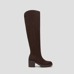 Fold-Over Square-Toe Knee-High Boots (Gia)