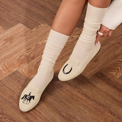 Round-Toe Embroidered Loafers (Audrey)