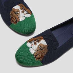 Round-Toe Embroidered Loafers (Audrey)