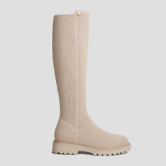 Round-Toe Stretchy Wool Knee-High Boots (Filipa)