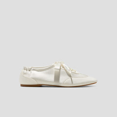 Square-Toe Lace-Up Satin Sneakerina (Cristina)