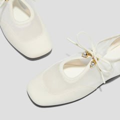 Square-Toe Organza Sneakerinas (Ciara)