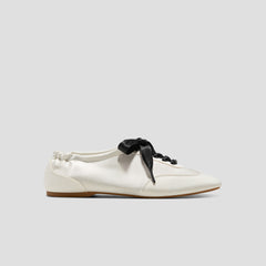 3 Laces Included Square-Toe Lace-Up Satin Sneakerina (Cristina)