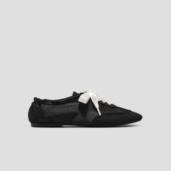 3 Laces Included Square-Toe Lace-Up Satin Sneakerina (Cristina)