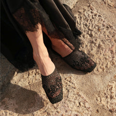 Square-Toe Mesh Sandals (Maura)