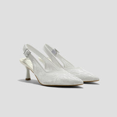 Pointed-Toe Lace Reborn™ Slingback Heels (Addison)