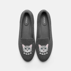 Round-Toe Embroidered Loafers (Audrey)