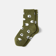 1 Pair Animal Jacquard Crew Socks (Aubrey)