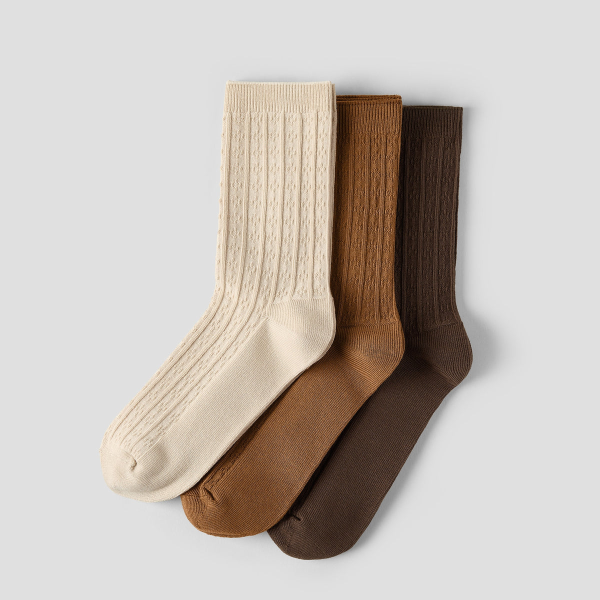 3-Pair Ribbed Texture Crew Socks (Vincie)